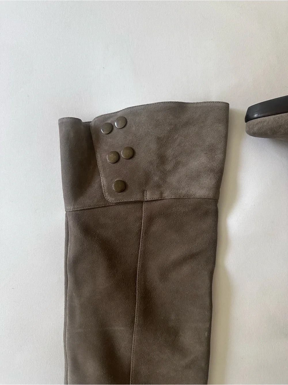 Vera Wang Lavender Suede Knee-High Heeled Boots in Taupe